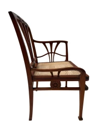 Art Nouveau Armchair with Wicker Seat by H.P. Mutters & Zoon, 1900s